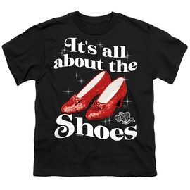 Popfunk The Wizard of Oz All About The Shoes Kids T Shirt for Youth Boys and Girls, Black, Large