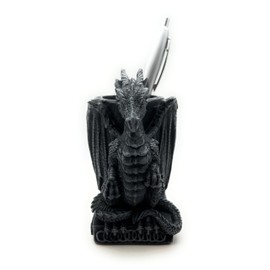 RUSTIX Medieval Dragon Pen Holder - Fantasy Gothic Decor | Unique Desk Organizer for Adults | Dragon Figurine Home Office Accessory | Pewter-Style Dragon Stationery Holder