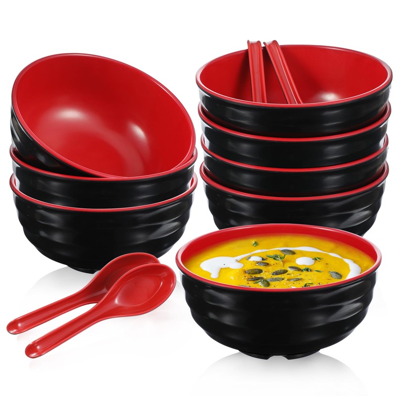 wutfuooo 8 Pack Melamine Noodle Soup Bowls, 32OZ Large Japanese