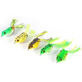 5pcs Soft Frog Fishing Lure Hook Set Topwater Tackle Bait with Fishing Box
