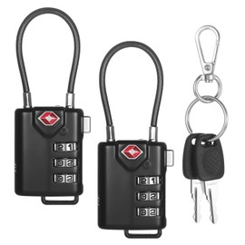 TSA007 Luggage Cable Pad Locks 2 PCS, TSA-Approved Luggage Lock, Suitable for Luggage, Suitcases, Gym lockers,Toolboxes, Backpacks, with 2PCS Spare TSA007 Key