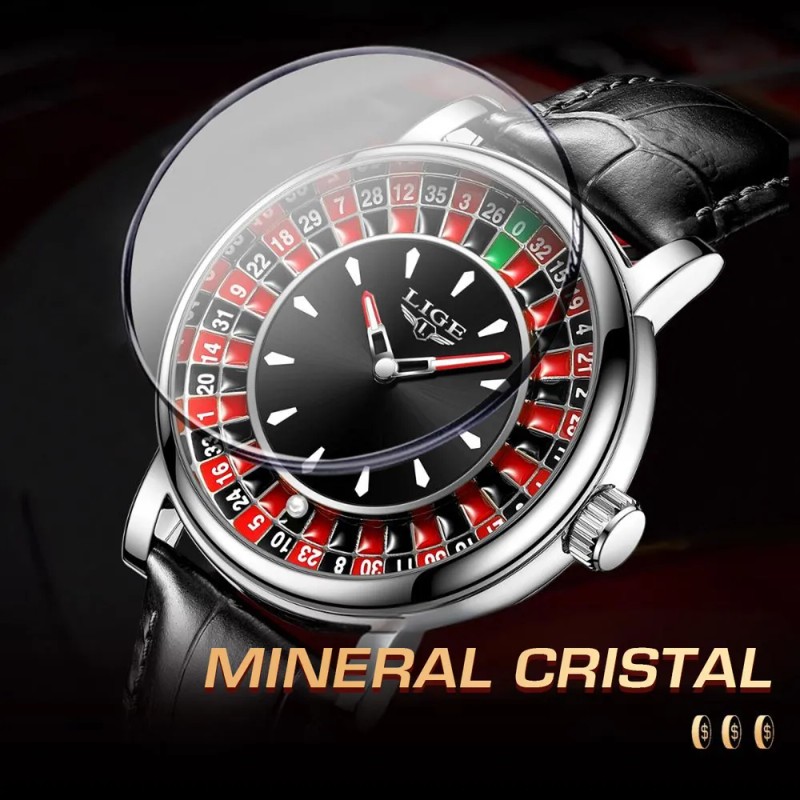 LIGE Reloj De Cuarzo LG89161 Casual Jugadores De Cuero Impermeable
