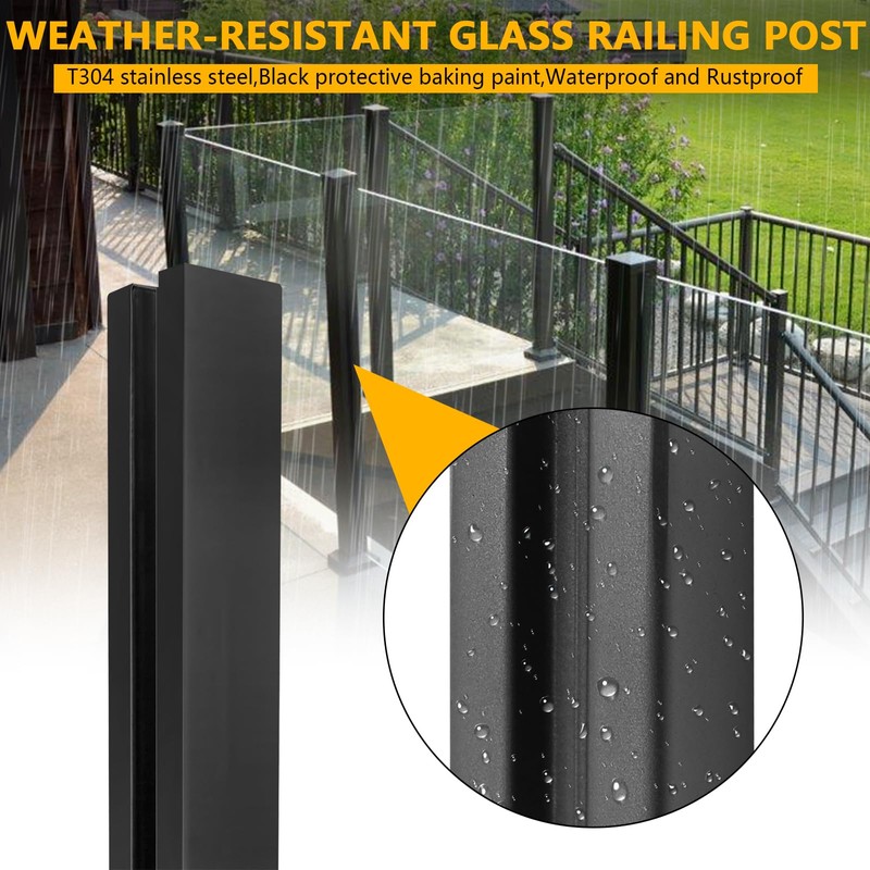 VoTwoofv Glass Railing End Post 35.8",304 Stainless Steel Glass Balustrade