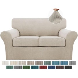 Turquoize 3 Piece Sofa Covers for 2 Cushion Couch Sofa Slipcover Soft Couch Cover for Dogs-Washable Sofa Furniture Covers with 2 Individual Cushion Covers, Jacquard Fabric (Loveseat, Island Fossi)