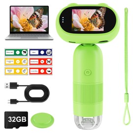 Microscope for Kids - Kids Microscope Handheld with 2" IPS Screen 1000X 32GB Card - Aurosports Pocket Minicroscope Portable for Ages 3+ Zoom Coin Bug, PC Windows, Mac OS Compatible