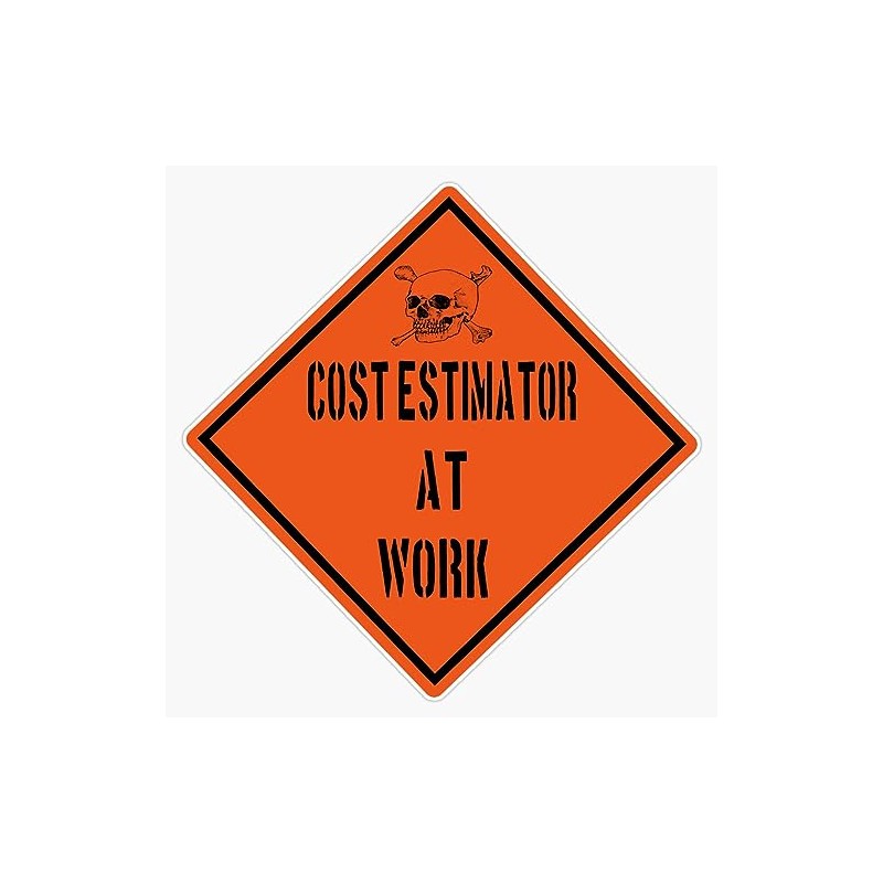 Cost Estimator Orange Danger Skull Caution Sign Vinyl Sticker Waterproof