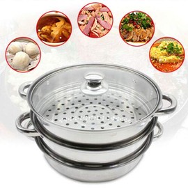 3 Tier Food Steamer Meat Vegetable Cooker Stainless Steel Steam Pot Kitchen Tool