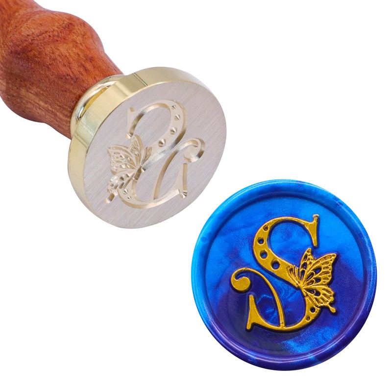 SWANGSA Initial Alphabet S Wax Seal Stamp Kit, Vintage Butterfly