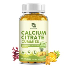 Calcium Citrate 1200mg with Vitamin D3, Calcium Gummies for Women, Calcium Supplements for Bone, Muscle, Immune Support, Sugar Free, Pineapple Flavor - 60 Gummies