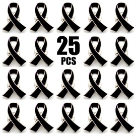 25pcs Black Ribbon Pins Melanoma Awareness Products Funeral Mourning Pin