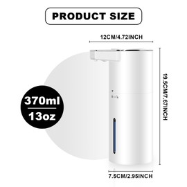 PINENUTS Automatic Soap Dispenser 13oz. Wall Mount Touchless 4 Gear Adjustable Electric Soap Dispenser USB Rechargeable with Infrared Motion Sensor for Bathroom Kitchen Office (White Gel)