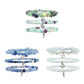 WIYOHO 9Pcs beaded bracelets 4mm-8mm natural stones Boho stackable stretchy gemstone bracelets,Healing Crystal Jewelry for women,friendship bracelet，Enhance the charm and reduce anxiety