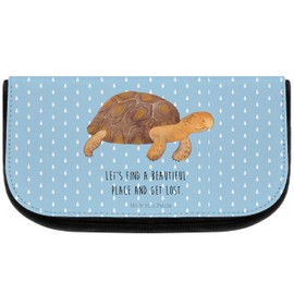Mr. & Mrs. Panda Turtle Marching Cosmetic Bag, blue, Hand Drawn