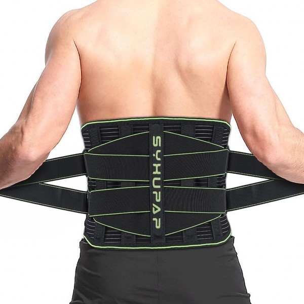 SYXUPAP Back Support Belt Built-in 5 Support Strips - Double