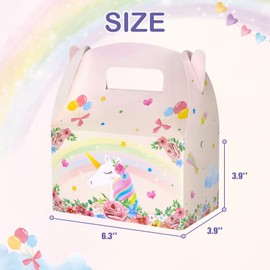 WERNNSAI 12 Pieces Unicorn Party Favor Boxes- Rainbow Unicorn Theme Party Supplies for Girls Pink Treat Boxes Kids Candy Goodies Gift Boxes Birthday Party Decorations