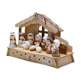 Hodao Nativity Sets for Christmas Indoor Christmas Nativity Sets Decorations- with Light-Welcoming The Birth of Jesus - Perfect for Tabletop Decor and Collectibles-Christmas Party Home Decorations