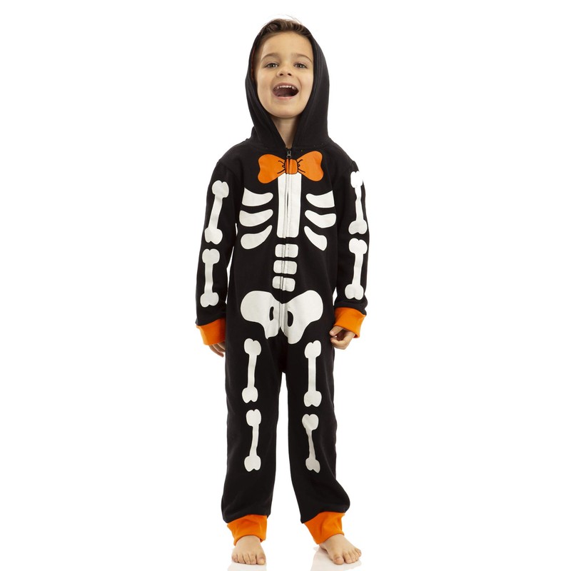 Funstuff Baby Boys' Fleece Skeleton Costume Coverall with Hood (12