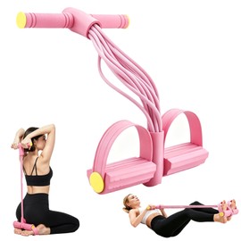 10-Tube Upgraded Pedal Resistance Band with Handles, Foot Pedal Resistance Band for Women Sit Up Pull Rope Trainer, Pedal Exercise Bands for Yoga Pilates Tummy Legs Arms (Pink)