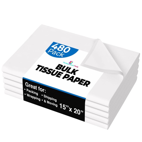 480 Sheets White Tissue Paper Bulk - 15" x 20"