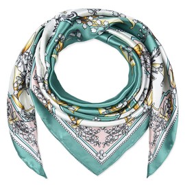 corciova 35 Women Silk Like Bell Orchid Dark Cyan Hair Scarf Curly Headband Tie Sleeping at Night Fashion Bandana Headscarf