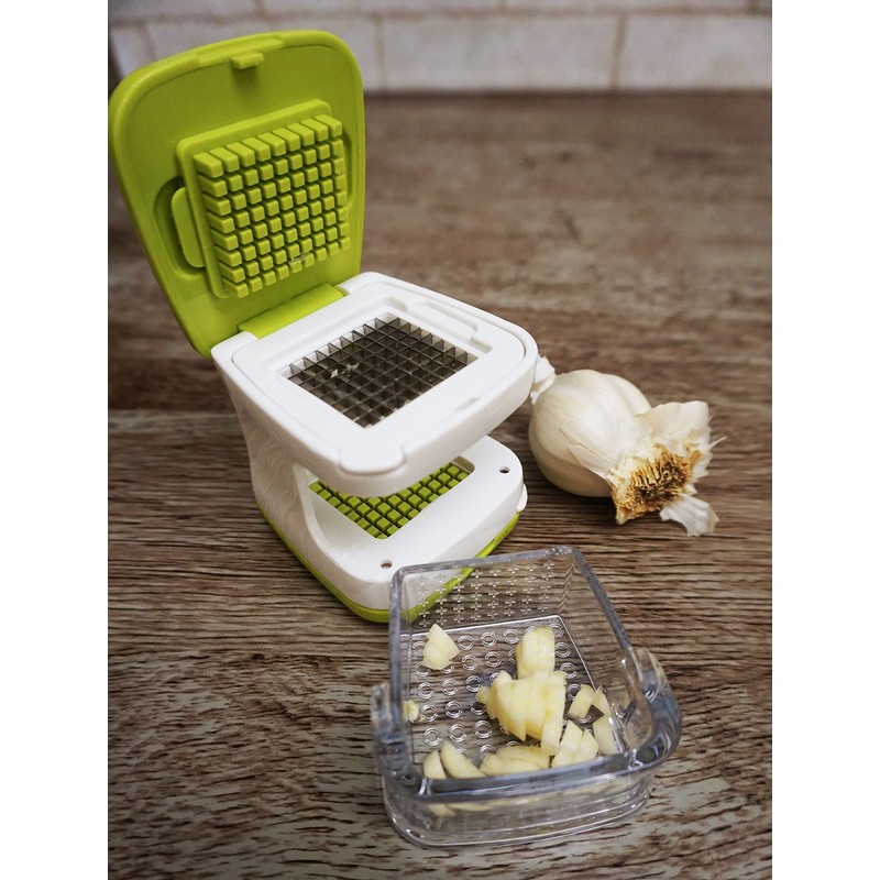 RSVP International Garlic Clove Cube Press Tool, Green/White | BPA-Free