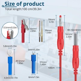 ALLmeter 1M 15A Scalable Banana Plug Multimeter Test Leads Set with Probes, Alligator Clips, and U-Shaped Forks for Electrical Testing