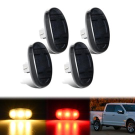 Nilight Wheel Fender Side Marker Lights 4 PCS 3 LED Red Amber Front Rear Fender Clearance Light Smoked Lens Plug And Play Compatible With 2011-2022 F250 F350 F450 F550 Super Duty