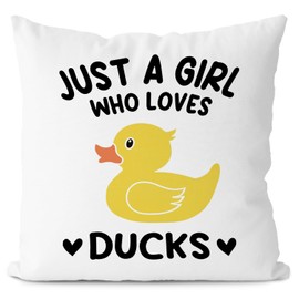 KEUSPI Duck Pillow Covers 18x18, Ducks Gifts for Girls Duck Lovers, Just a Girl Who Loves Ducks Pillow Case, Duck Decor, Cute Duck Gifts