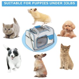 Soft Side Pet Carrier For Small Animals, Cats And Small Dogs Or Puppies
