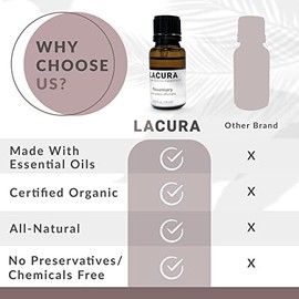 LaCura Pure Rosemary Oil – Potent Essential Oil for Hair Growth, Mental Clarity & Overall Wellness – Therapeutic-Grade, Multi-Use Plant Extract – 15mL
