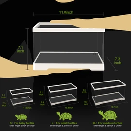 Clioran PC Turtle Tank Kit,Large Starter Aquarium,Red Eared Slider Aquatic,for Baby Tortoise,Fishes and Amphibians,Include Filter*1,Filter Plates*2,Plants*2,Lamp*1,Bulb*1,Stone*1,Basking Platform*1