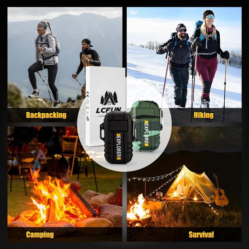 Outdoor Adventure Essential: LcFun Waterproof USB Rechargeable Windproof Lighter