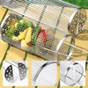 Rolling Grilling Basket with BBQ Tong for Outdoor Grill BBQ,