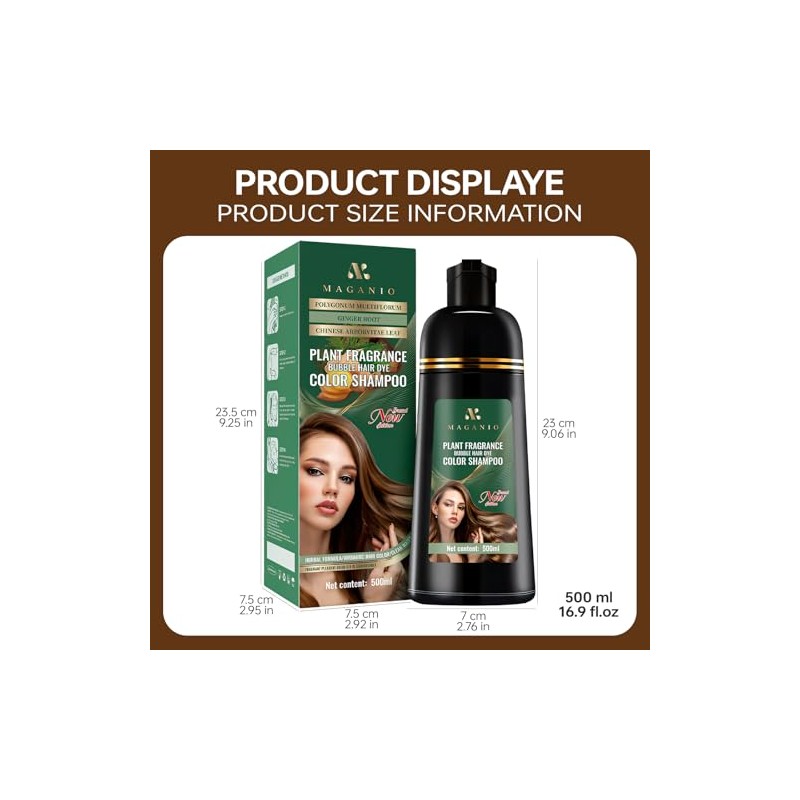 Shampoo para Canas 3 en 1, Shampoo Tinte Instantaneo Cubre