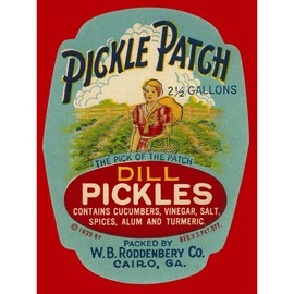 ArtDirect Retrolabel 19x24 Gallery Wrapped Canvas Museum Art Titled: Pickle Patch Dill Pickles II