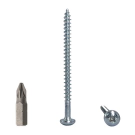 Marcopol Pack of 100 DIN 7981 Galvanised Steel 5.0 x 70 mm Wood Screws, Chipboard Screws with Rounded Head, Universal Screw, PZ Full Thread (100, 5.0 x 70 mm), Silver