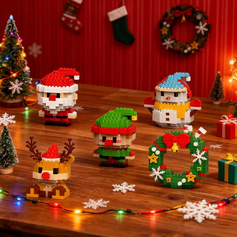 Yee hfafa 4 Pack Santa Claus Design Building Blocks Set,