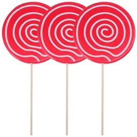 Kopinma Pack of 3 Simulated Lollipop Props, 30 cm Lollipop Handmade, Fake Lollipop Model, DIY Rainbow Lollipop Candy Ornament, Wedding, Festival, Decoration, Red