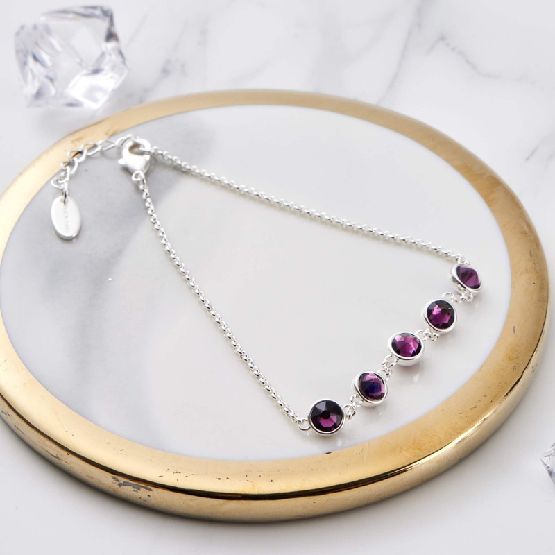 Philip Jones June Birthstone Bracelet Created with Alexandrite Zircondia® Crystals