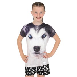 Girls Boys Cute Husky Dog Pajamas Short Cotton Pajamas Set Paw Print Kids Pajamas, White