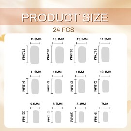 GlamRays Pack of 24 Square Shaped Press On Nails with Black French Tips, Black Rhinestones and Bow Design, Suitable for All Women, for Party, Celebration