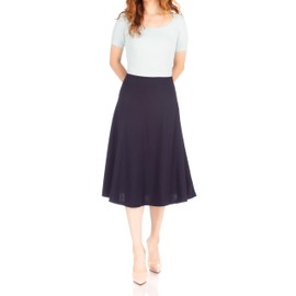 Dani's Choice Everyday Falda midi acampanada de cintura alta acampanada, Azul Marino, L