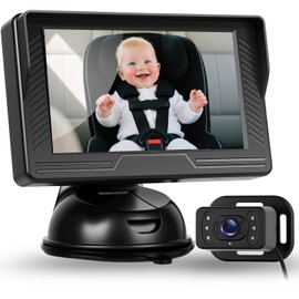Rear Seat Baby Car Camera for Backseat HD-Rear-Facing Car Baby Monitor with Night Vision, Adjustable View Angle, Easy Setup,360°Rotatable car Camera, Safety for Kids with 4.3 inch IPS car Baby Monitor