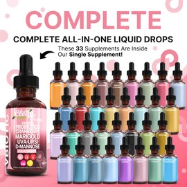 Clean Nutraceuticals VBiotic Vaginal Probiotic for Women Liquid Drops | Cranberry Uva Ursi Horsetail D-Mannose Prebiotics Marigold & Black Cohosh Vaginal Health Supplement | pH Balance