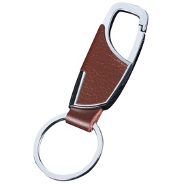 BUZZxSELECTION AC116 Men's Key Chain Stylish Key Ring Leather Metal Charm Miscellaneous Goods (02 Brown)
