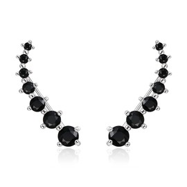 EVER FAITH 925 Sterling Silver Ear Crawler Earring for Women Black Cubic Zirconia Climber Hypoallergenic Piercing Gifts for Her