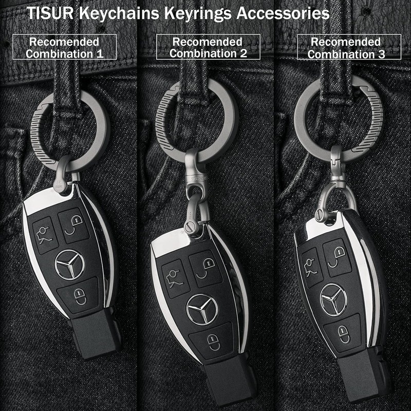 TISUR Men's Titanium Carabiner Keychain for Key Case with Key