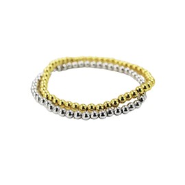 Gold and silver colour beads stretchable bracelet (set of 2)