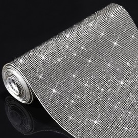 60750 Pieces Bling Rhinestone Sheet Crystal Self-Adhesive Rhinestone Diamond Sticker 59 x 7.87 Inch for DIY Home Car Arts Craft Event Decoration (Black)