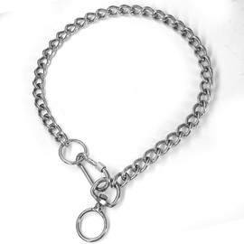 Chain Dog Collars Stainless Steel Metal Chew Proof Necklace Slip P Chain with Connect Clasp for Small Medium Large Dogs Training and Walking.
